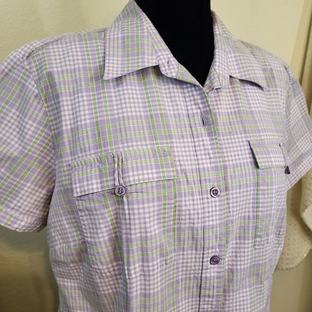 Cato Women's Button Blouse w/Tank, Pastel Purple, Medium/Large - Picture 2 of 12